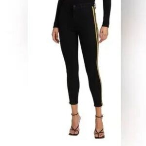 L'AGENCE Black Cropped Pants with Gold Stripe
